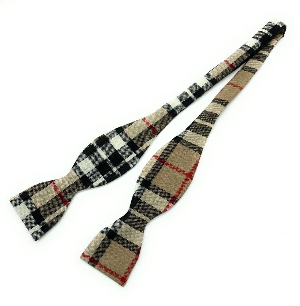 Gents Pure Wool Thomson Camel Tartan Self Tied Bow Tie Made in Scotland