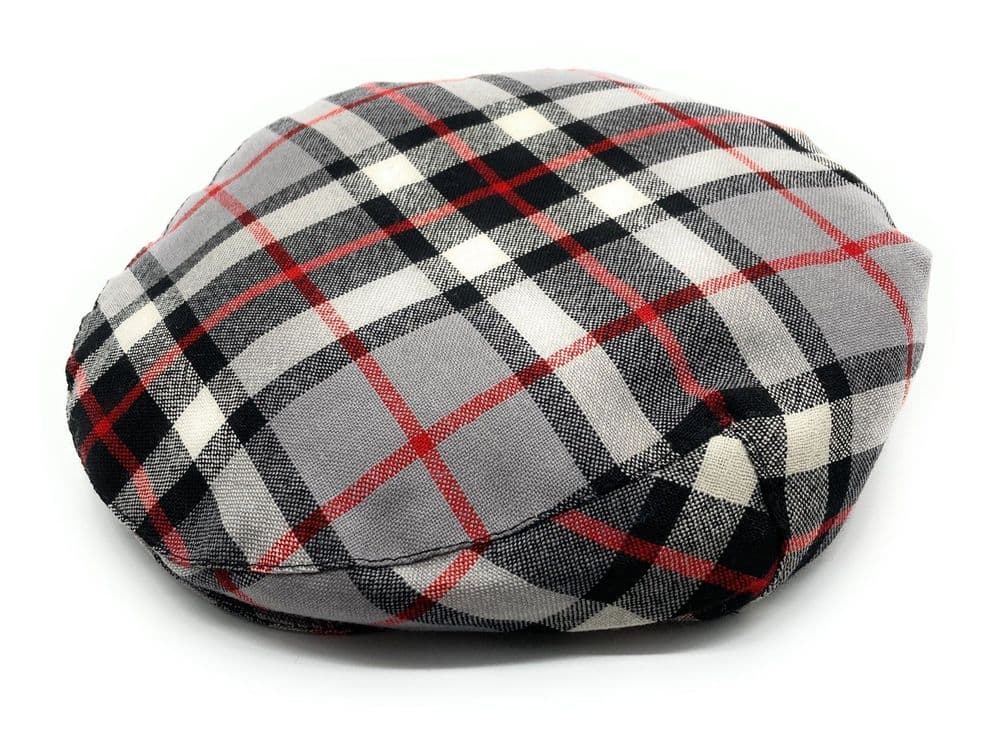 Gents Pure Wool Thomson Grey Tartan Flat Cap