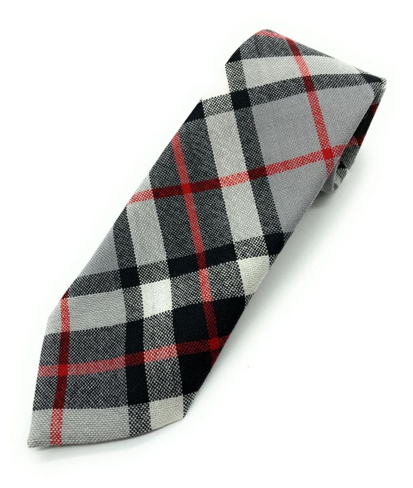 Gents Pure Wool Thomson Grey Tartan Tie Made in Scotland