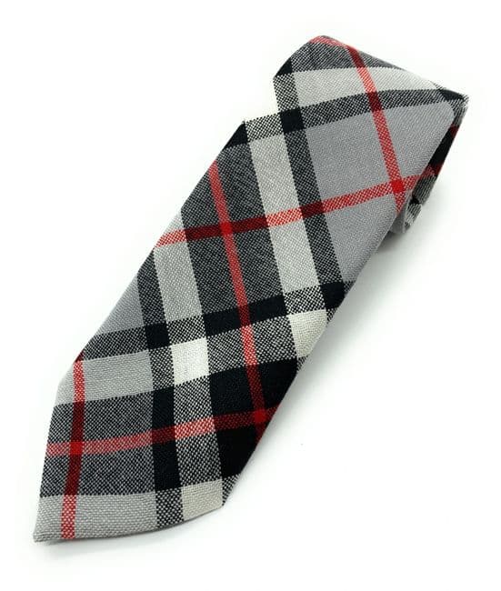 Gents Pure Wool Thomson Grey Tartan Tie Made in Scotland