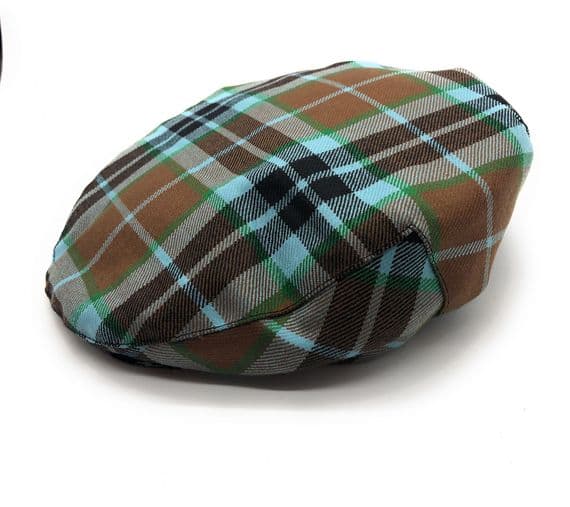 Gents Pure Wool Thomson Hunting Tartan One Size Flat Cap Made in Scotland