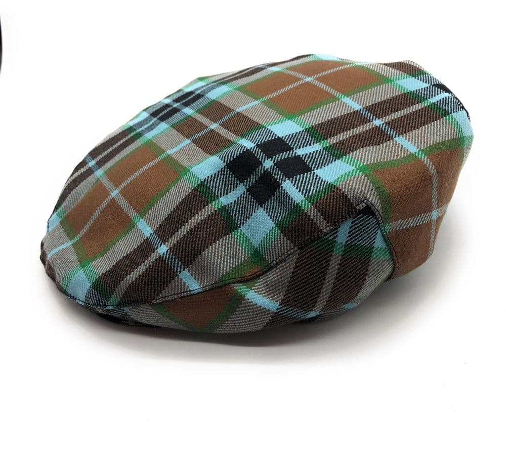 Gents Pure Wool Thomson Hunting Tartan One Size Flat Cap Made in Scotland