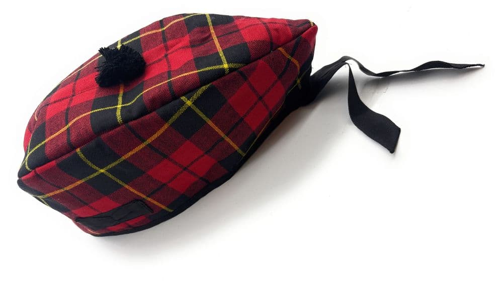 Gents Pure Wool Wallace Tartan Glengarry Hat- Made in Scotland