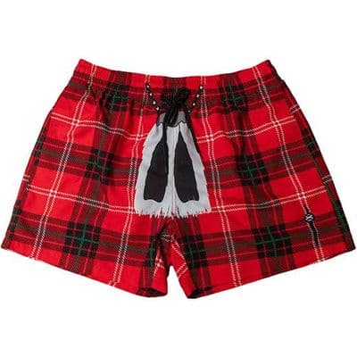 Gents Red Tartan Novelty Instakilt Swimming Shorts
