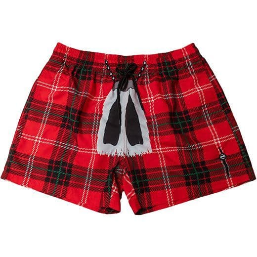 Gents Red Tartan Novelty Instakilt Swimming Shorts
