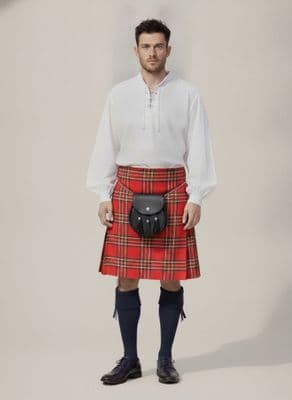 Gents Royal Stewart Tartan 5 Yard Kilt & Casual Day Sporran Set