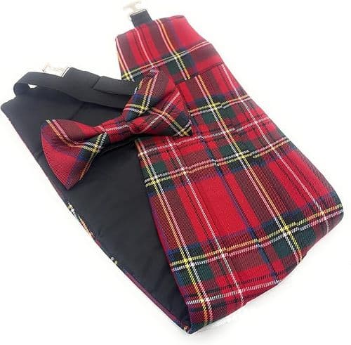 Gents Royal Stewart Tartan Cummerbund & Bow Tie Set