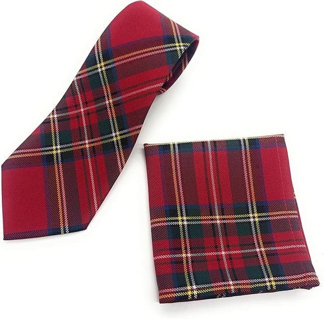 Gents Royal Stewart Tartan Tie & Pocket Square Set