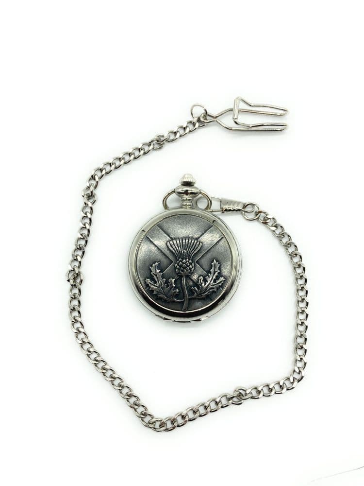 Gents Scottish Thistle Cross Pocket Watch