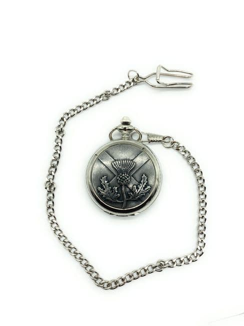 Gents Scottish Thistle Cross Pocket Watch