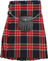 Gents Stewart Black Tartan 5 Yard Kilt & Casual Day Sporran Set