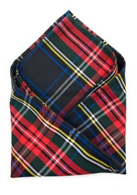 Gents Stewart Black Tartan Pocket Square