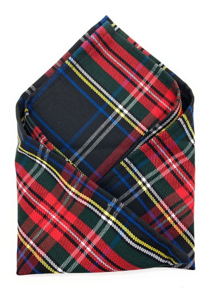 Gents Stewart Black Tartan Pocket Square