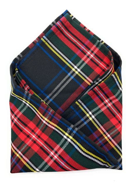 Gents Stewart Black Tartan Pocket Square