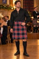 Gents Stewart Black Tartan Scottish Traditional 5 Yard Kilt