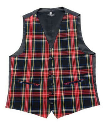 Gents Stewart Black Tartan Six Button Waistcoat