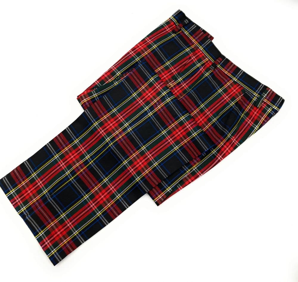 Gents Stewart Black Tartan Trousers