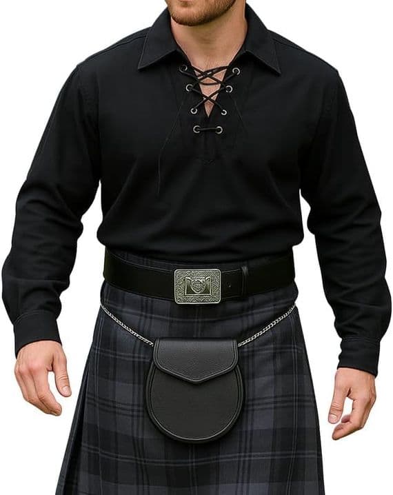 Gents Traditional Casual Black Ghillie Shirt