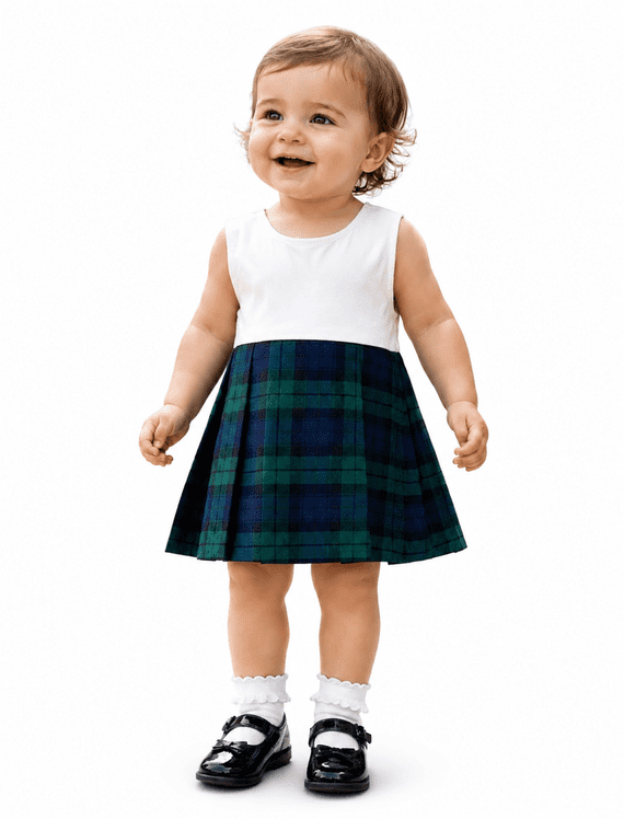 Girls Black Watch Tartan Bodice Dress