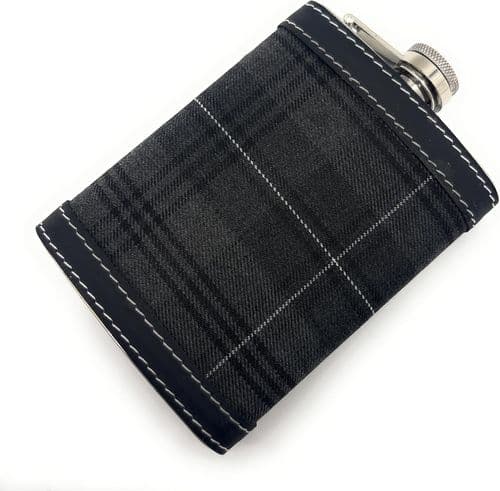 Grey Granite Tartan 8oz Hip Flask