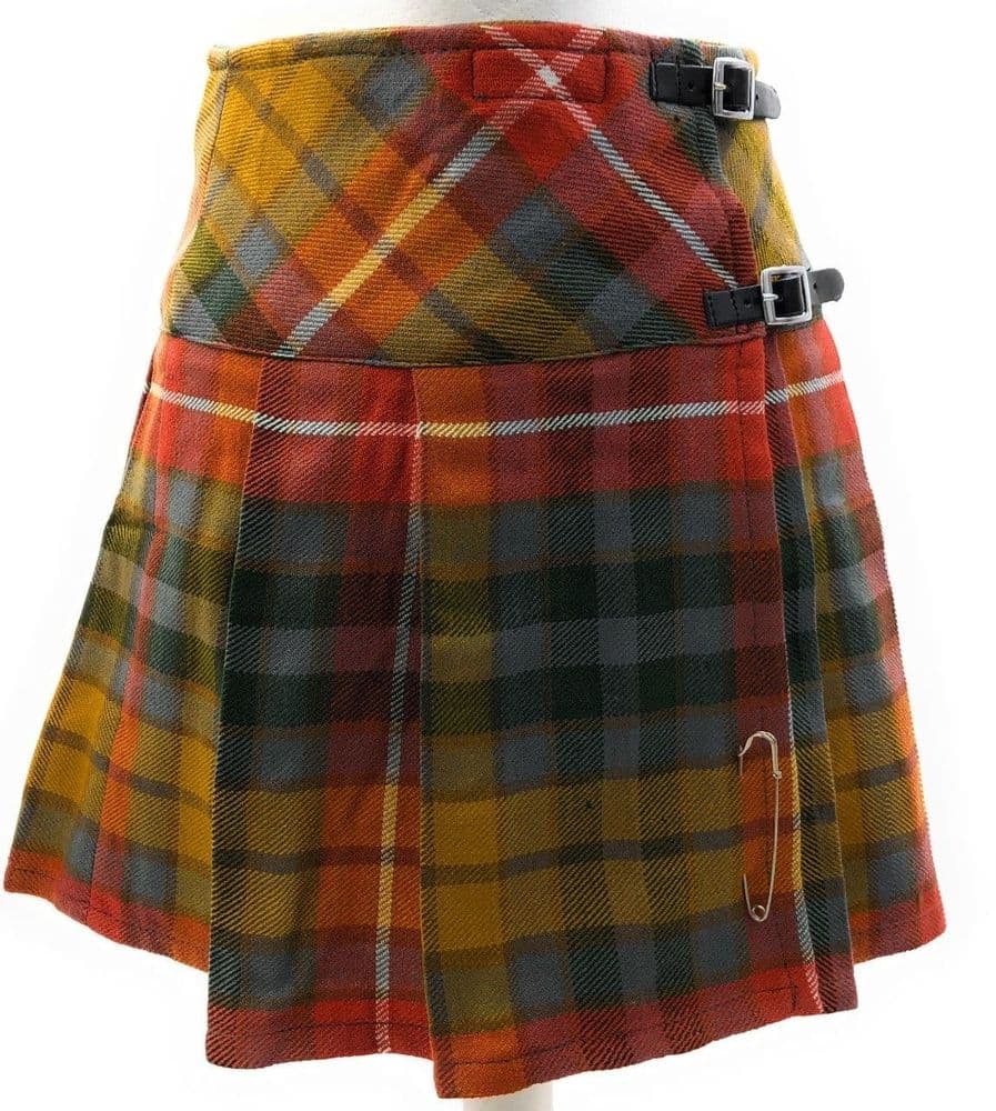 Ladies Acrylic Wool Classic Buchanan Ancient Tartan Broad Waistband Mini Kilt