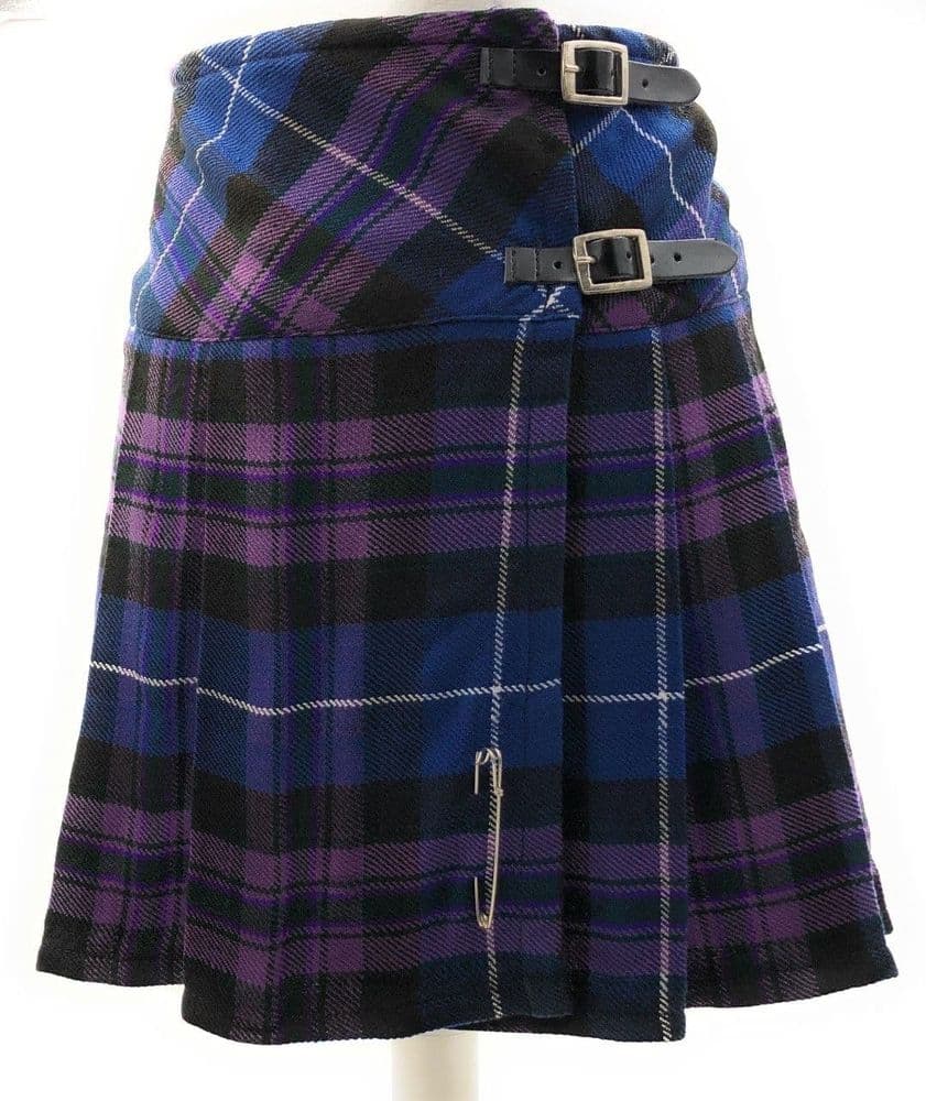 Ladies Acrylic Wool Classic Pride of Scotland Tartan Broad Waistband Mini Kilt