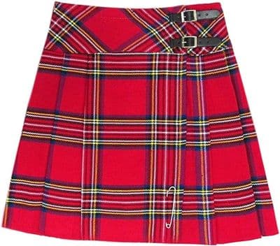 Ladies Acrylic Wool Classic Royal Stewart Tartan Broad Waistband Mini Kilt