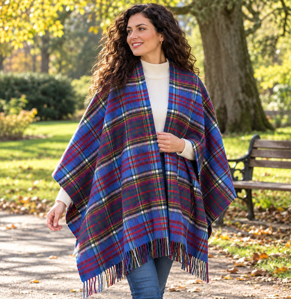 Ladies Anderson Modern Tartan Lambswool Scottish Cape - Made in Scotland