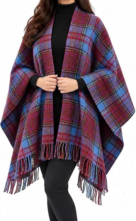 Ladies Anderson Modern Tartan Wool Cape