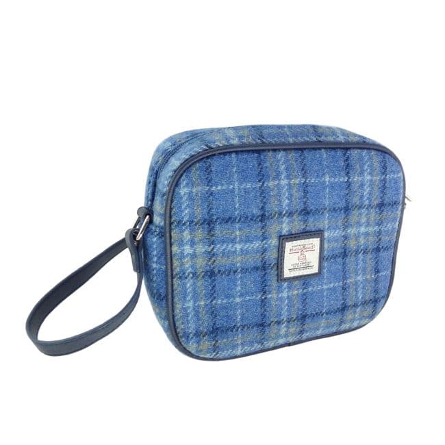 Ladies Authentic Harris Tweed Almond Blue Check Square Mini Bag