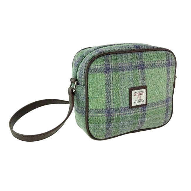 Ladies Authentic Harris Tweed Almond Square Mini Bag Green Stewart