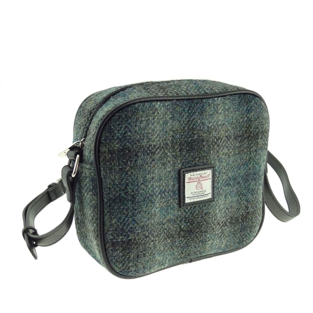 Ladies Authentic Harris Tweed Almond Square Mini Bag Moss Green