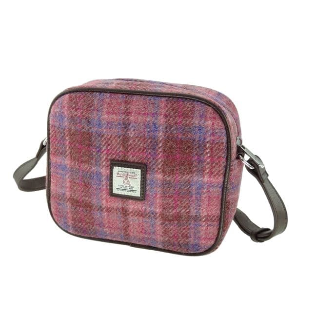 Ladies Authentic Harris Tweed Almond Square Mini Bag Pink Check