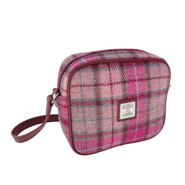 Ladies Authentic Harris Tweed Almond Square Mini Bag Vibrant Pink Buchanan
