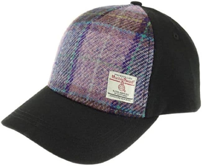 Ladies Authentic Harris Tweed Baseball Cap Pink/Lilac Check