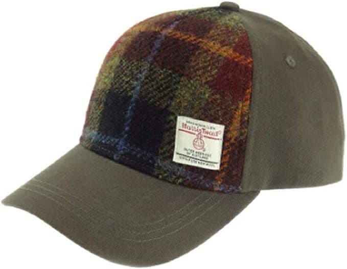 Ladies Authentic Harris Tweed Baseball Cap Rust Check
