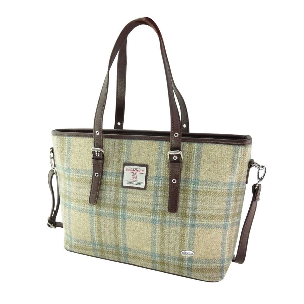Ladies Authentic Harris Tweed Beige Stewart Large Tote Bag
