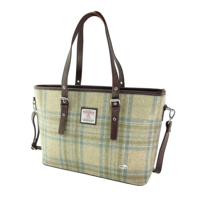 Ladies Authentic Harris Tweed Beige Stewart Large Tote Bag