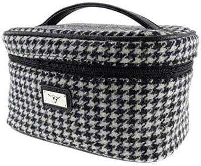 Ladies Authentic Harris Tweed Black Dogtooth Cosmetic Bag