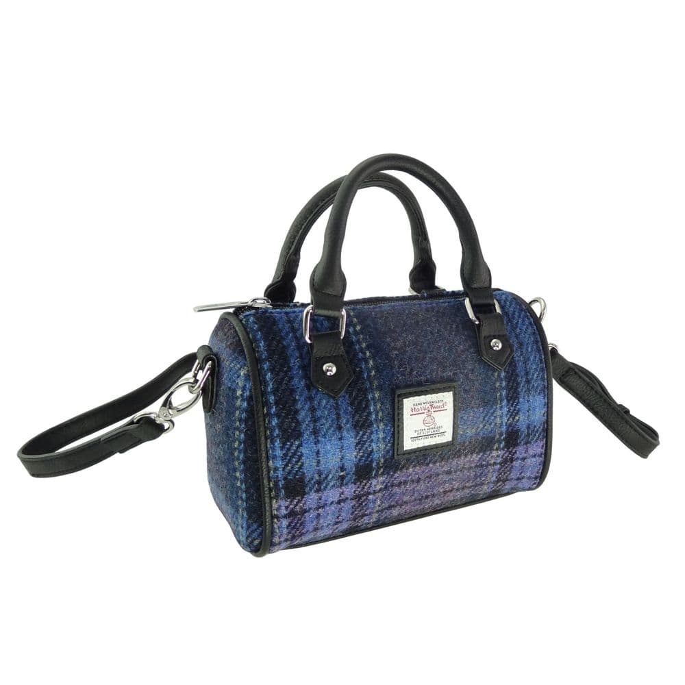 Ladies Authentic Harris Tweed Blue & Purple Stewart Tartan Mini Bowling Bag