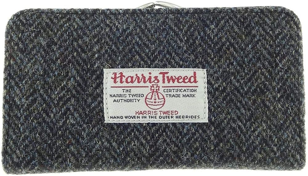 Ladies Authentic Harris Tweed Charcoal Herringbone Long Clasp Purse