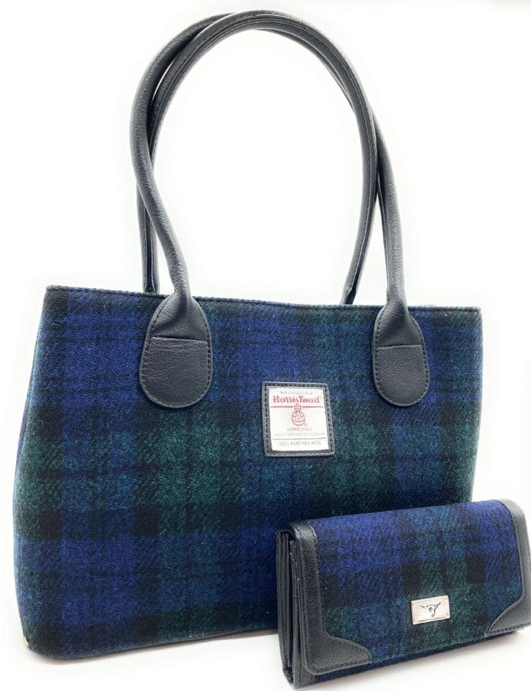 Ladies Authentic Harris Tweed Classic Handbag & Matching Purse Set