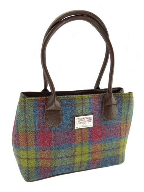 Ladies Authentic Harris Tweed Classic Handbag Multi Colour Tartan