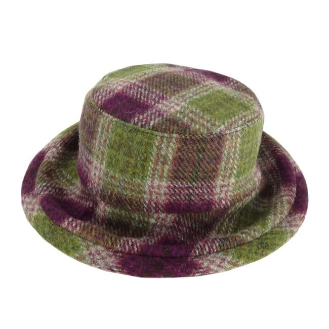 Ladies Authentic Harris Tweed Cloche Hat Multi Heather Check