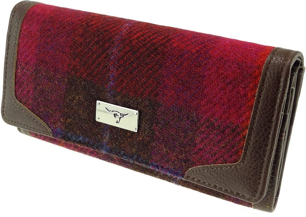 Ladies Authentic Harris Tweed Deep Pink Long Purse