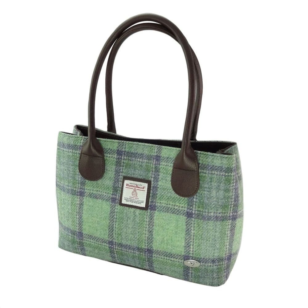 Ladies Authentic Harris Tweed Faded Green Stewart Classic Handbag