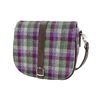 Ladies Authentic Harris Tweed  Green Small Check Shoulder Bag