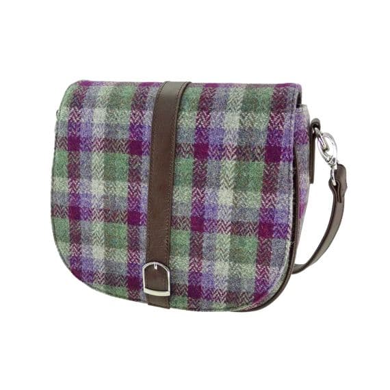 Ladies Authentic Harris Tweed  Green Small Check Shoulder Bag