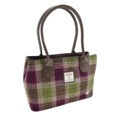 Ladies Authentic Harris Tweed Heather  Check Classic Handbag