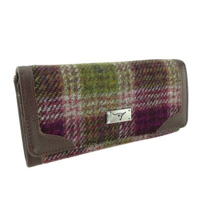 Ladies Authentic Harris Tweed Heather Check Long Purse
